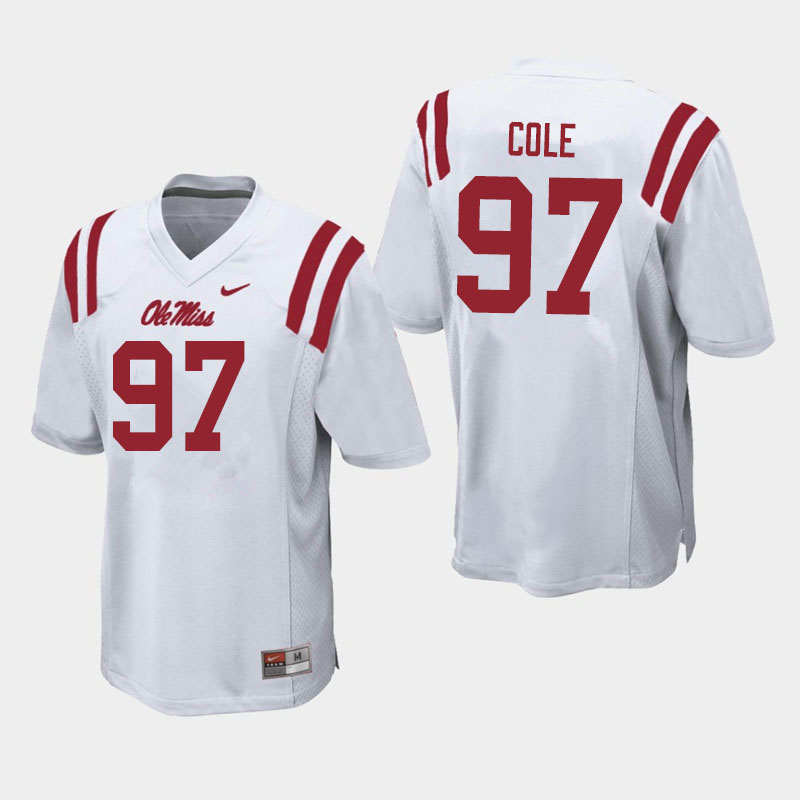 Men #97 Spencer Cole Ole Miss Rebels College Football Jerseys Sale-White